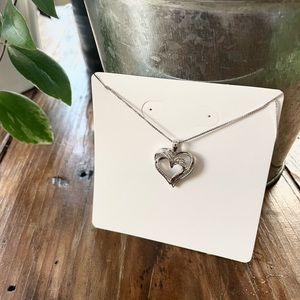 Sterling Silver Diamond Heart Necklace